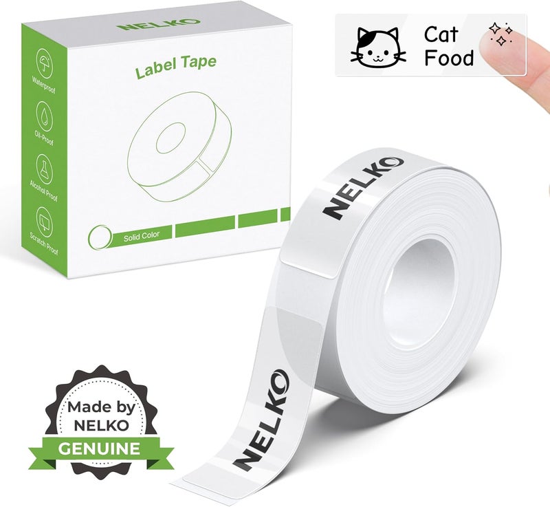 Nelko Genuine P21 Label Maker Tape, Adapted Label Print Paper, 14x40mm (0.55"x1.57"), Standard Laminated Office Labeling Tape Replacement, Multipurpose of Home, Office, 180 Labels/Roll, Transparent - Image 1